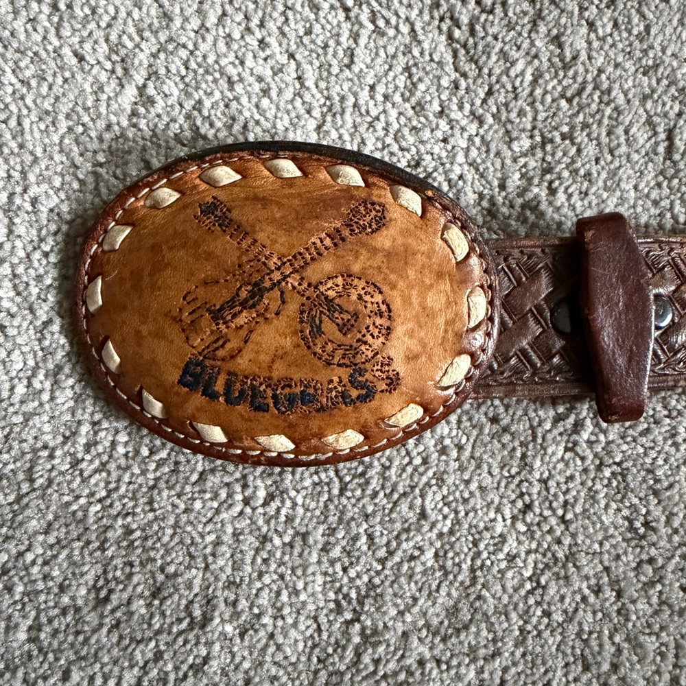 Vintage Leather Oval Belt- Brown